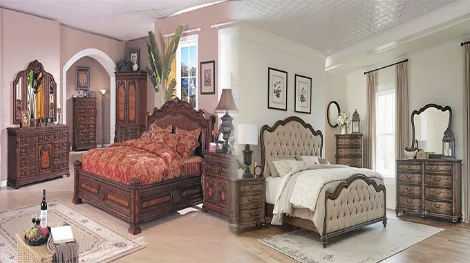 Traditional Wooden Bedroom Furniture Sets with Antique Finishes