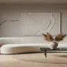 The Sculptural Statement: Curved Bouclé Sofa for Modern Living Room Designs