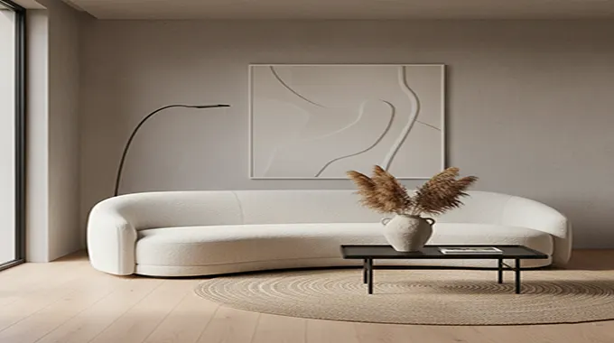 The Sculptural Statement: Curved Bouclé Sofa for Modern Living Room Designs